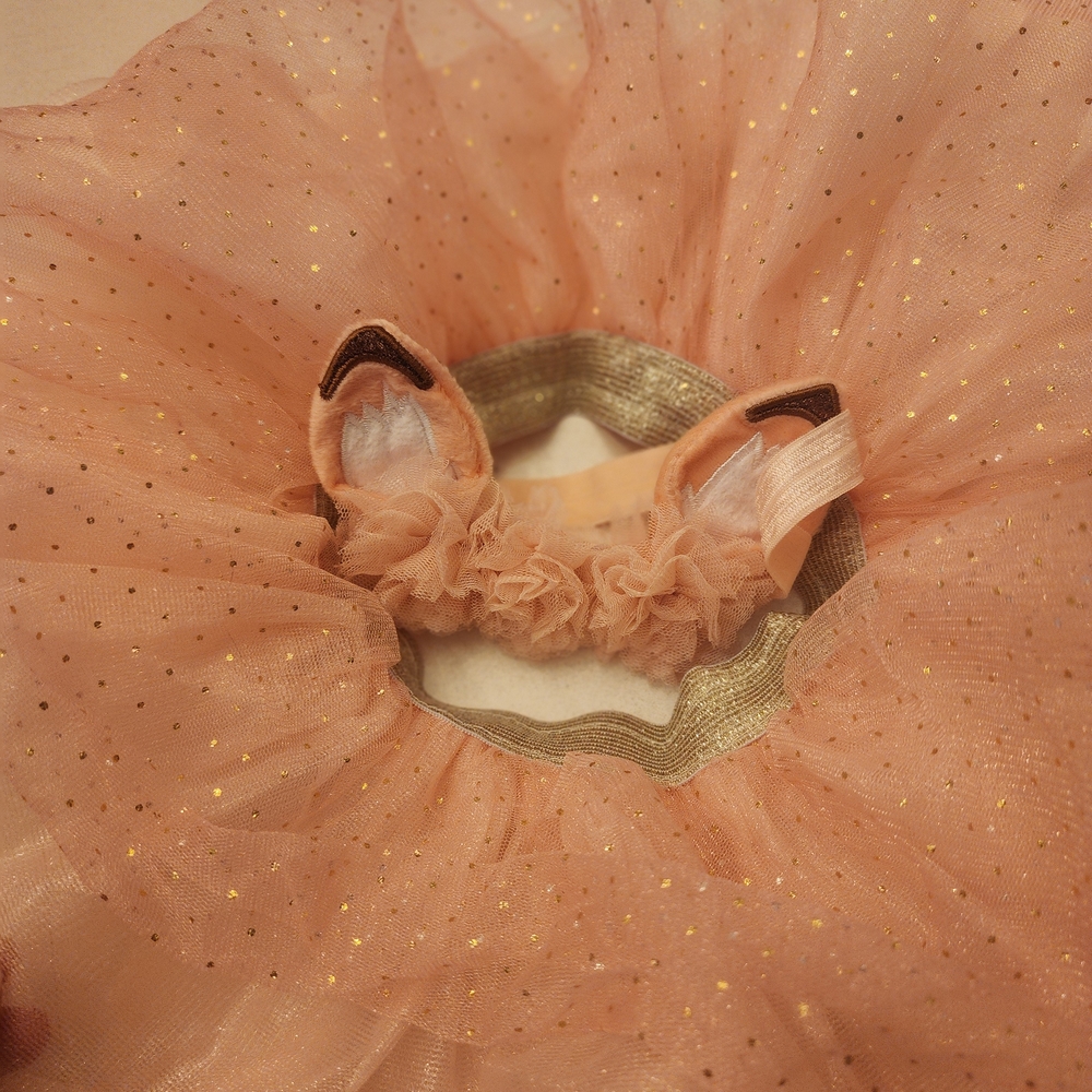 Peach Tulle Fox Tutu with Gold Accents And Fox Ears
